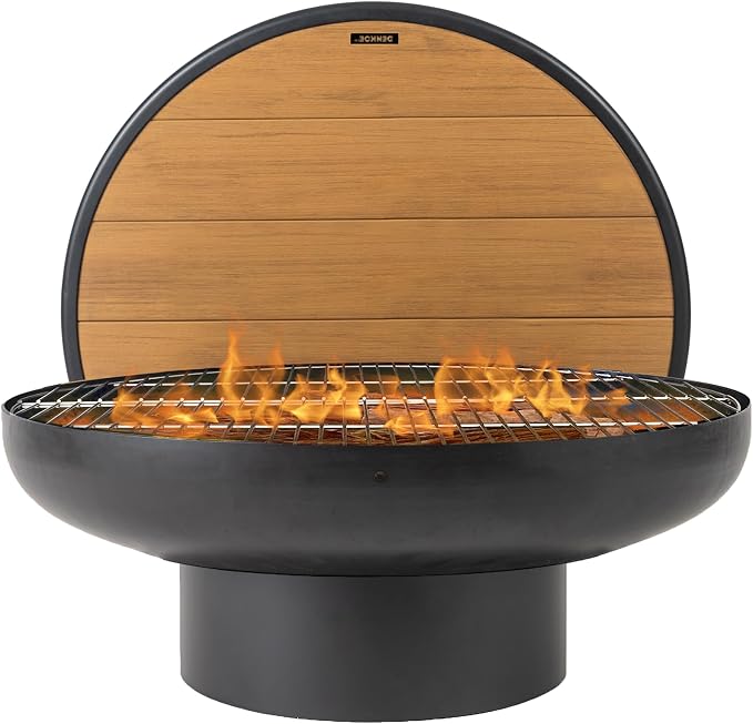 Round Wood-Burning Fire Pit Table
