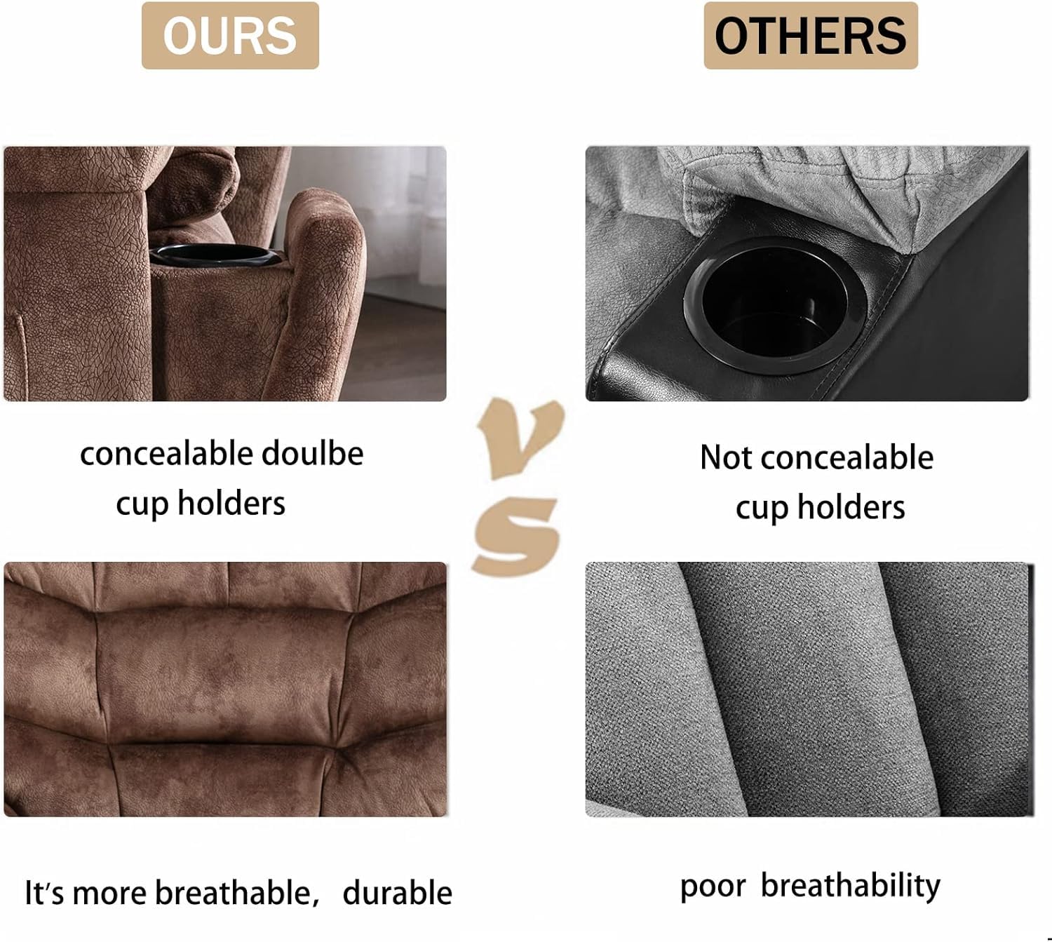 CANMOV Large Power Lift Recliner Chairs with Massage and Heat for Elderly, Heavy Duty and Safety Motion Reclining Mechanism Electric Wide Recliners with USB Ports, 2 Hidden Cup Holders,Brown