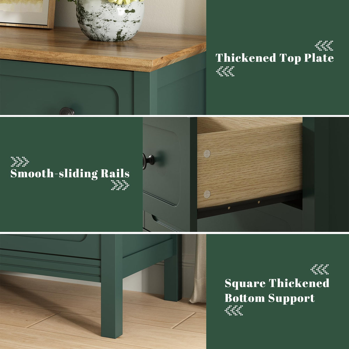 CARPETNAL 55" Green Dresser for Bedroom with 8 Drawer & Deep Drawers
