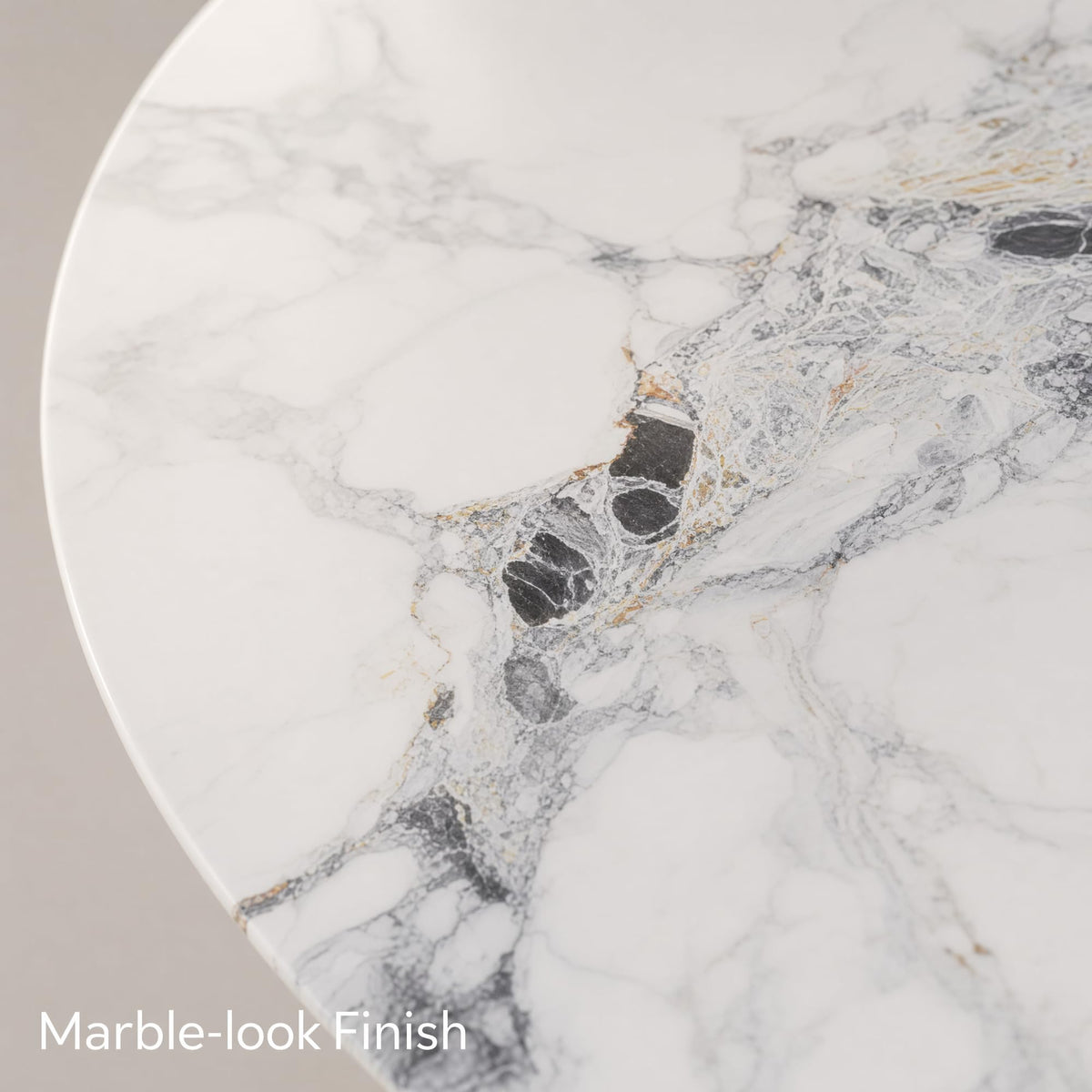 Oval Marble-Look Coffee Table