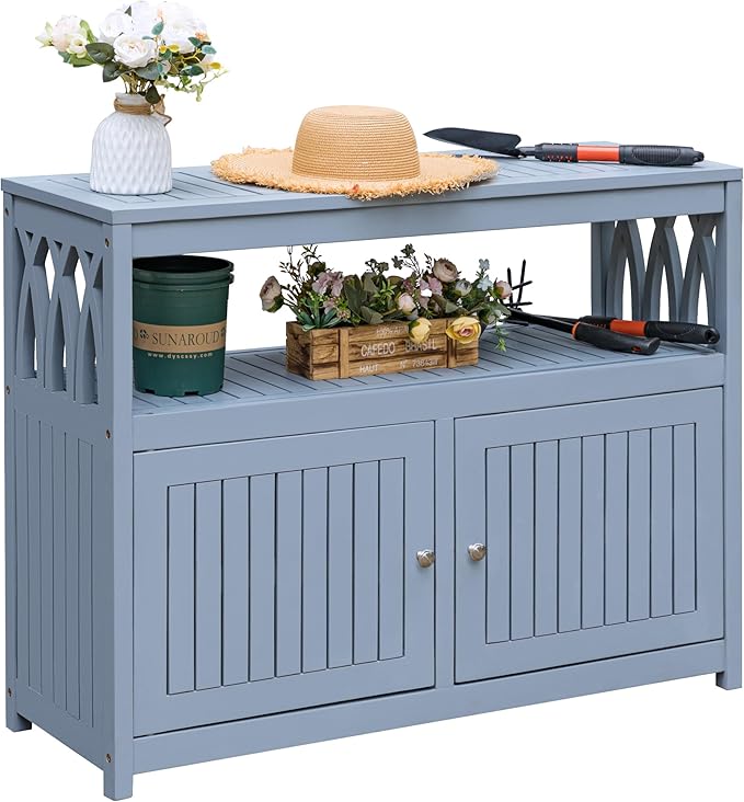 Acacia Wood Outdoor Storage Cabinet with Magnetic Doors