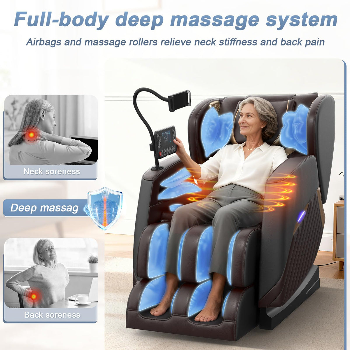 Srfzluxy Zero Gravity Massage Chair Full Body Recliner, 14 Fixed Rollers