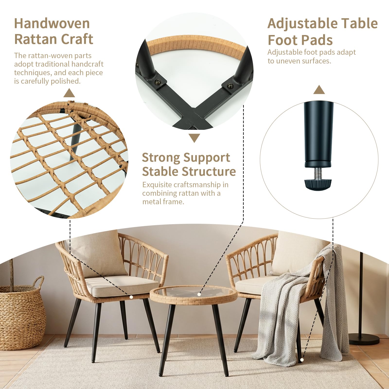 3-Piece Outdoor Bistro Dining Set