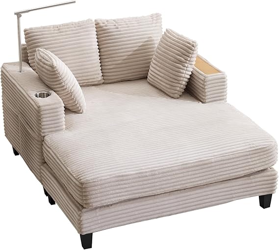 Oversized Chaise Lounge Chair with Reading Light & USB Charging