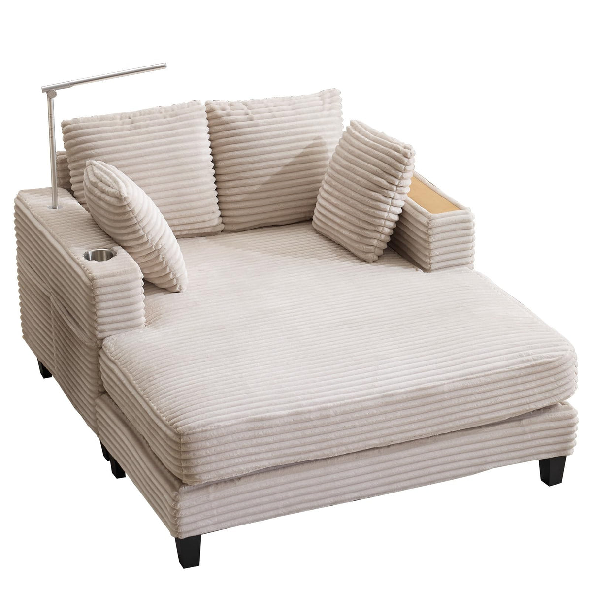 Corduroy Chaise Lounge with Reading Light