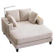 Corduroy Chaise Lounge with Reading Light