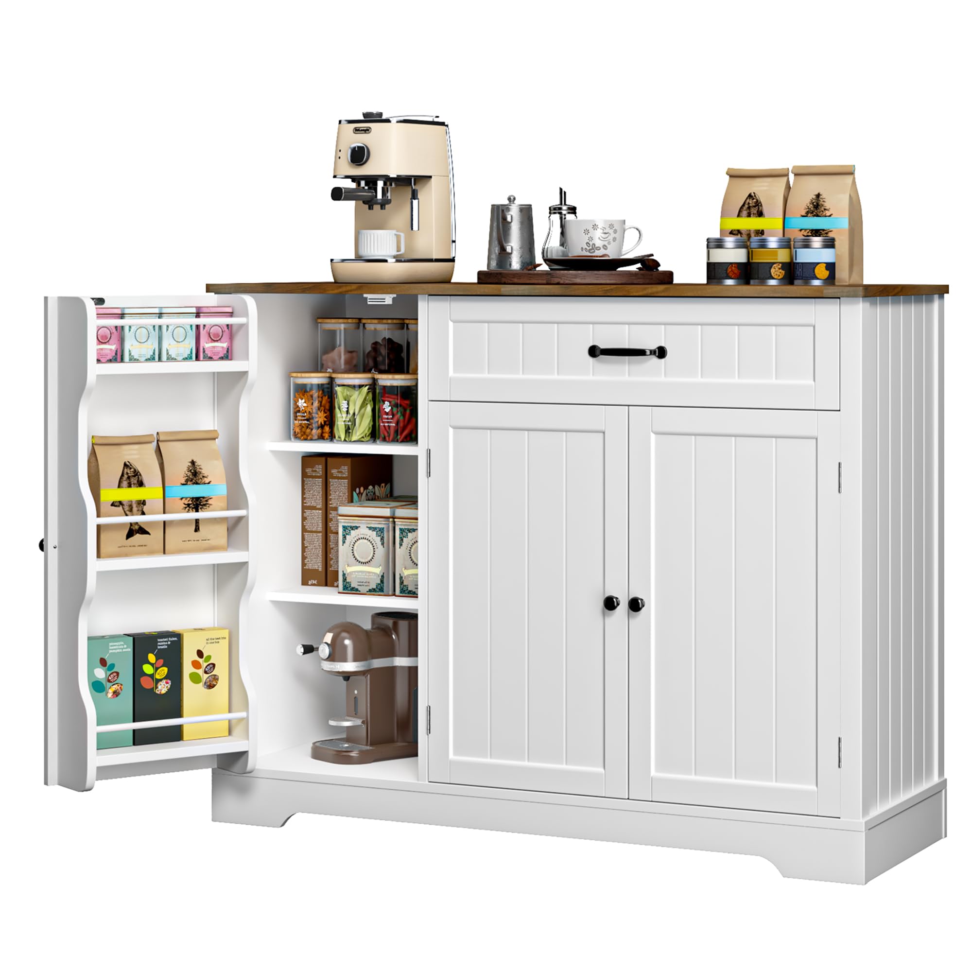 Kitchen Coffee Bar Cabinet with Storage