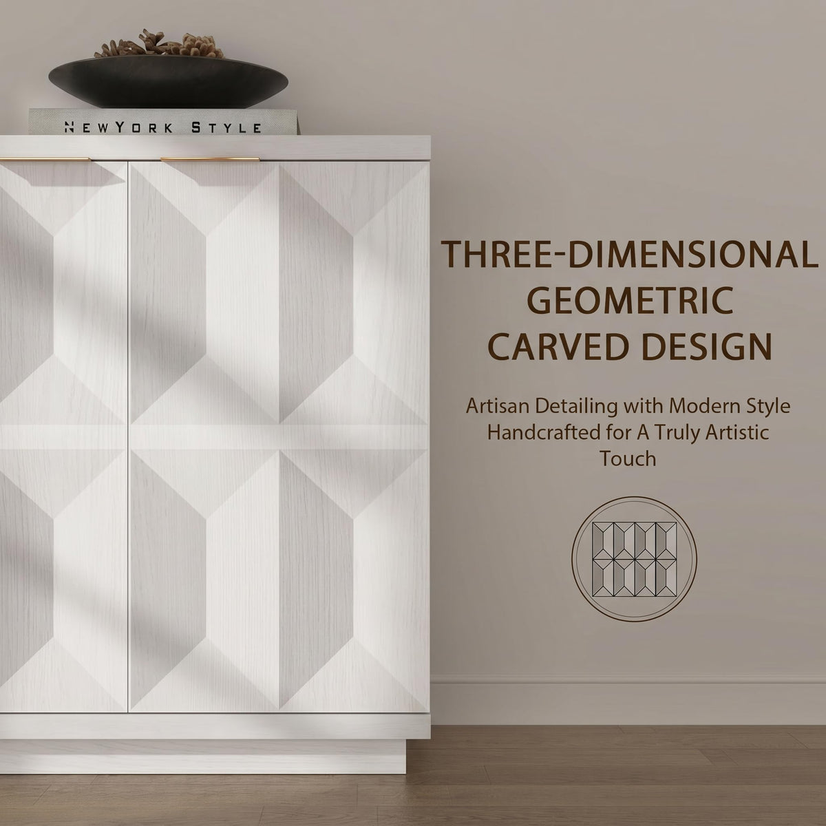 White Oak Geometric Sideboard