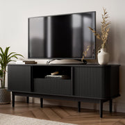 Fluted Sliding Door TV Stand