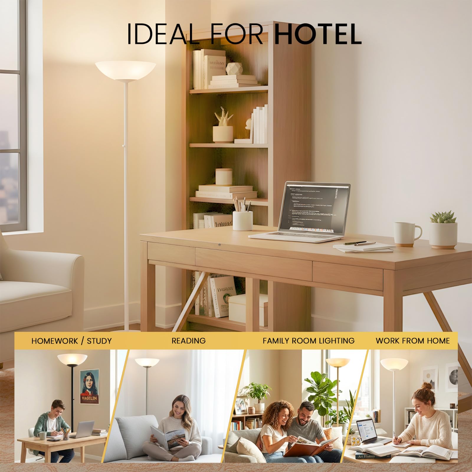 LED Floor Lamp 10000 Lumen Dimmable with Acrylic Shade
