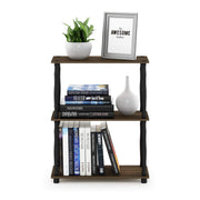 Furinno TURN-N-TUBE Storage Shelves, 3-Tier Book Shelf, Corner Shelf, Toolless Open Shelves, for Organization and Storage, Living Room, Garage, Home Office, Columbia Walnut