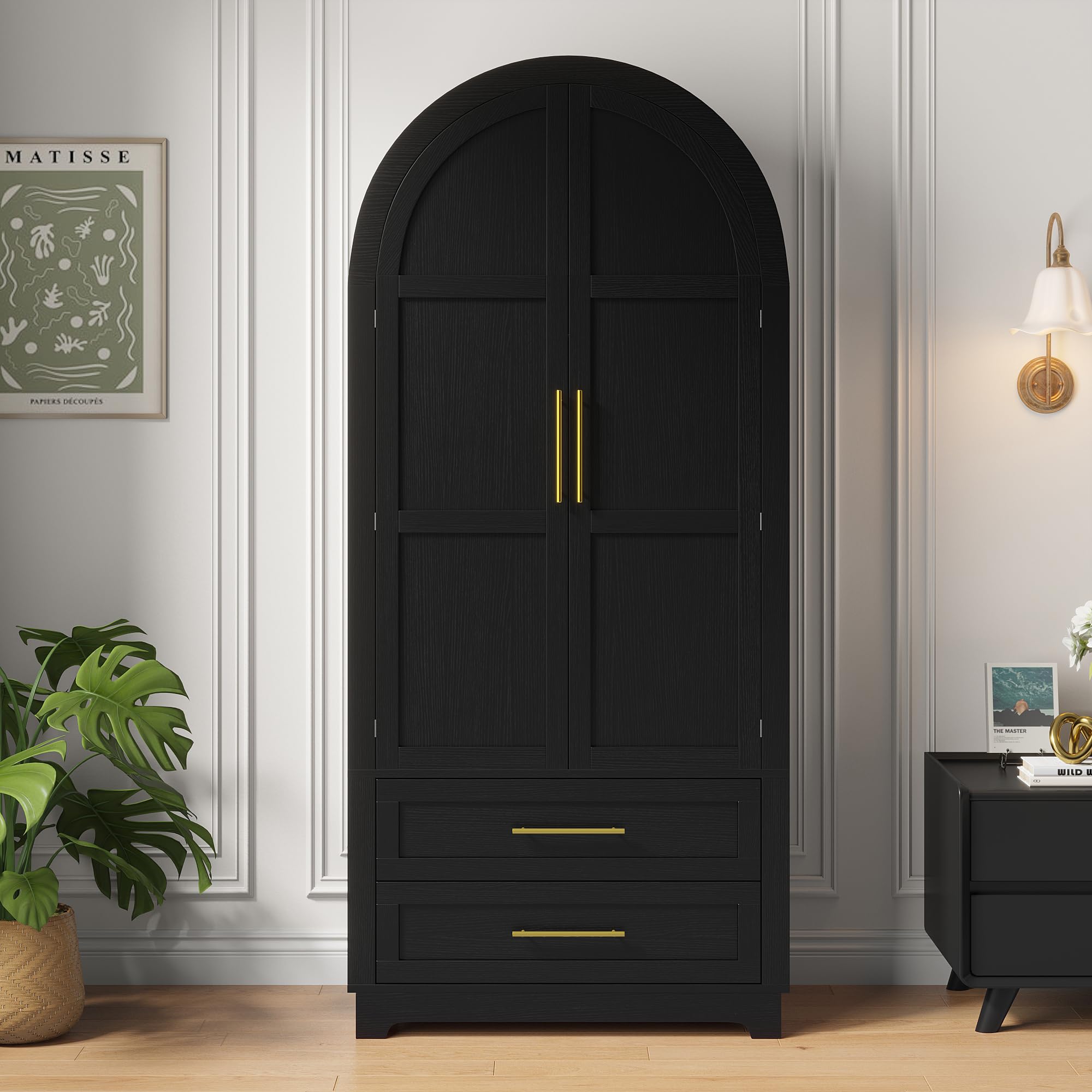 Arched Double Door Wardrobe with Drawers