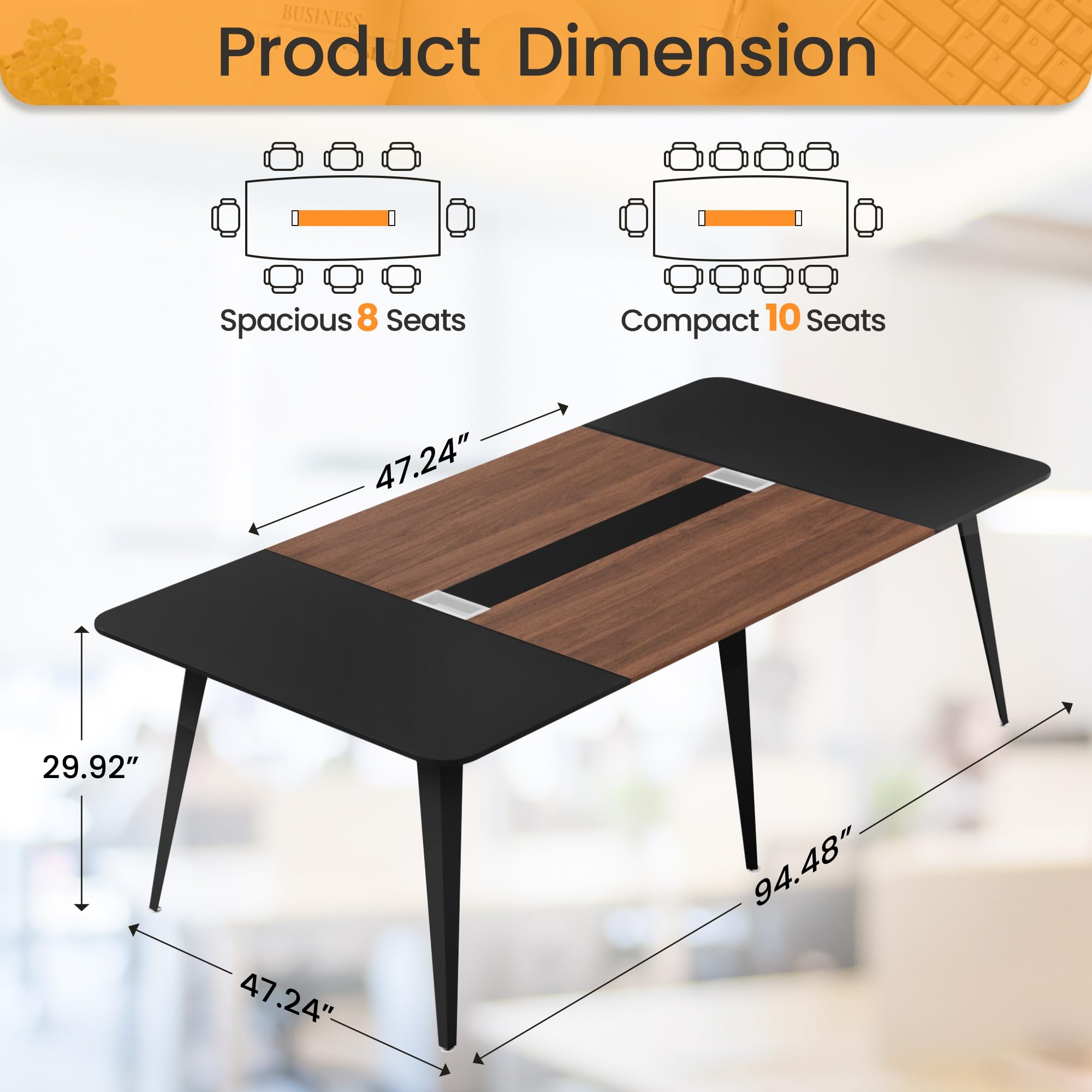 8FT Conference Table with Cable Grommets