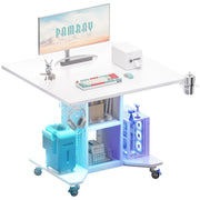 Pamray Small Gaming Desk Rolling Computer Table White