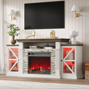 70" Electric Fireplace TV Stand with Glass Barn Doors