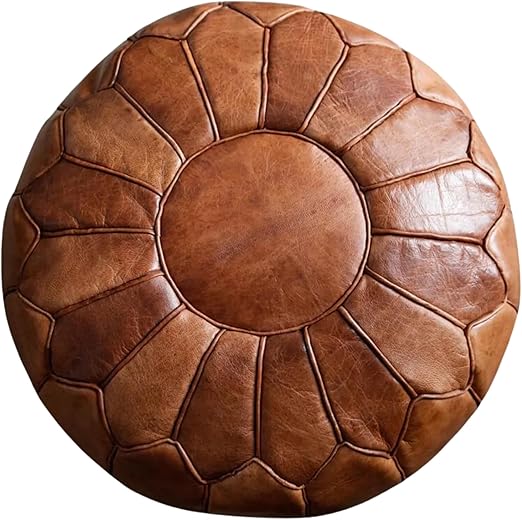 Moroccan Leather Pouf Ottoman