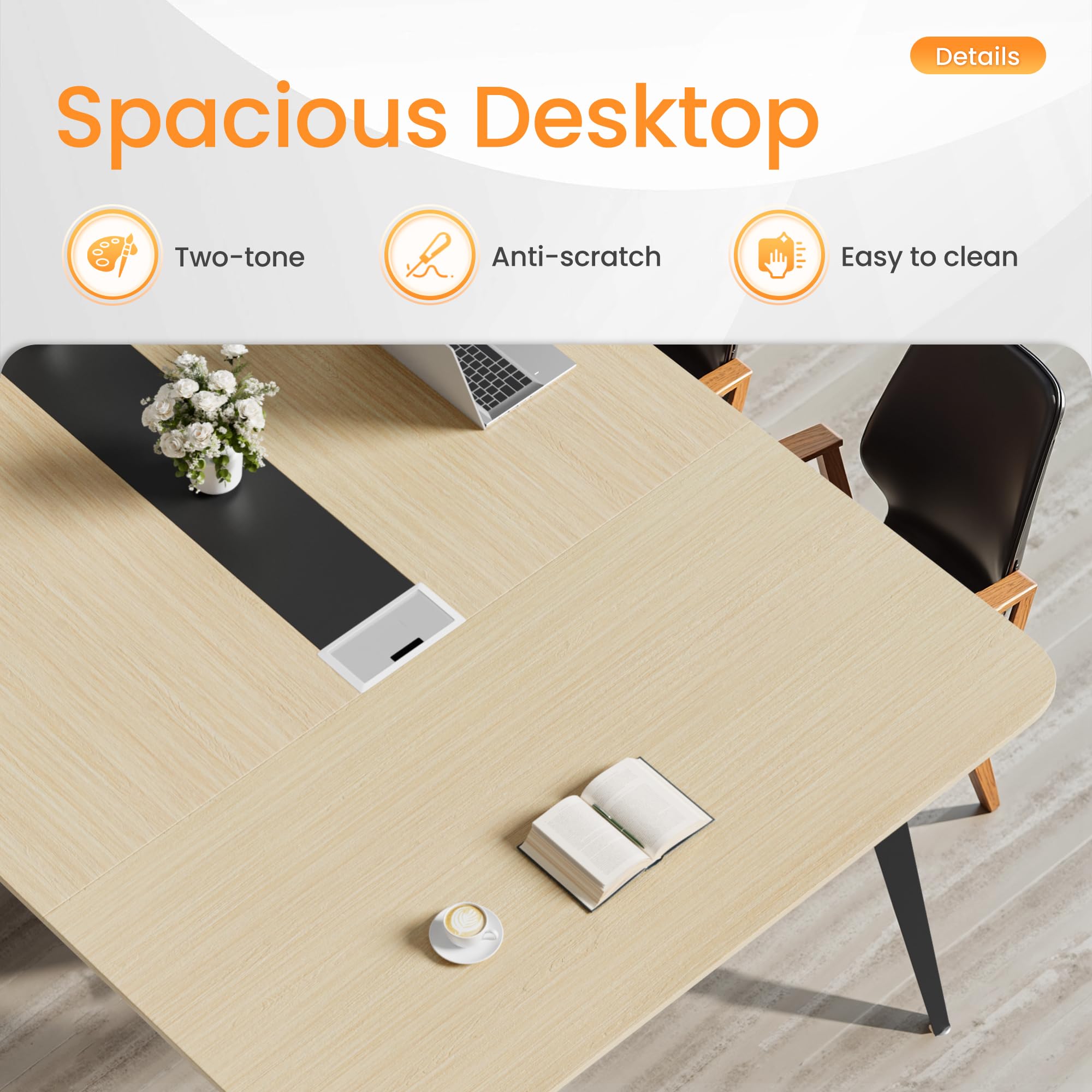 8FT Conference Table with Cable Grommets