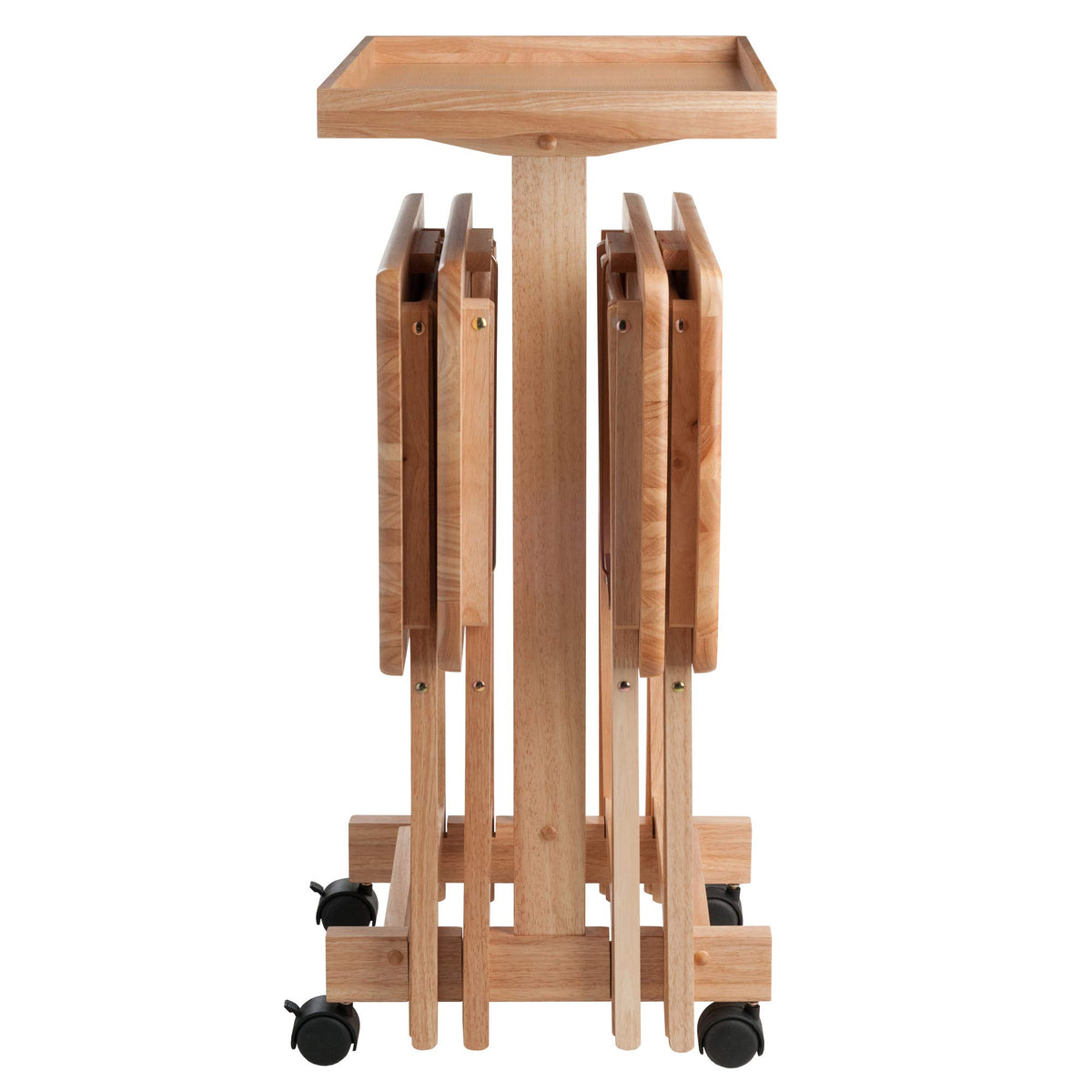 Winsome Isabelle Set of 4 Foldable Snack Tables with Storage Rack