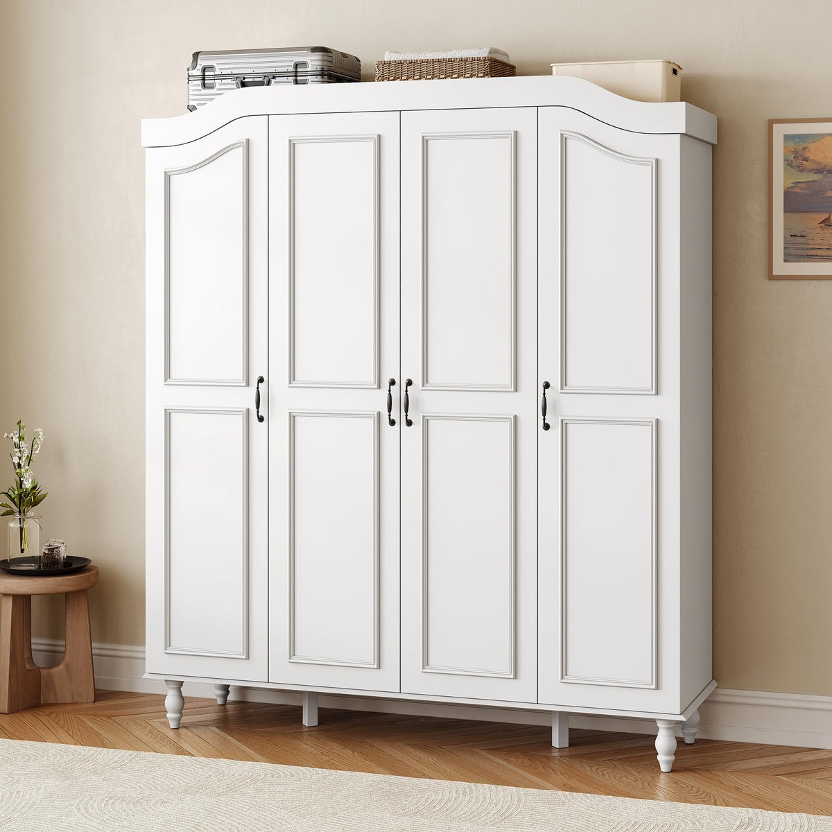 White Arched 4-Door Wardrobe