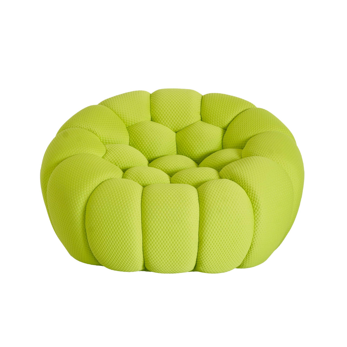JACH Oversized Bubble Couch Chair, 49.21'' Modern Lazy Floor Sofa, Upholstered Mesh Fabric Bubble Sofa, 3D Honeycomb Shape Curved Couch for Living Room, Apartment, Small Space (Fluorescent Green)