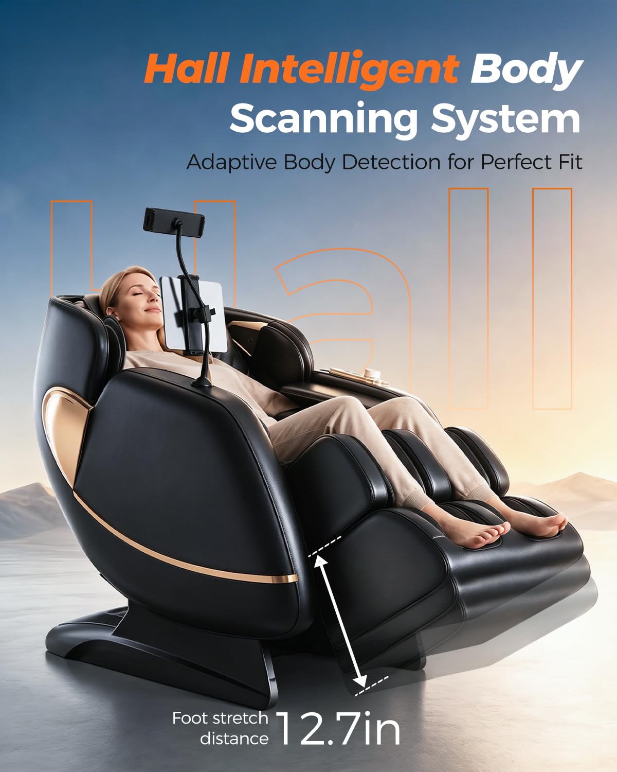 HaiyoHBED 2026 4D Massage Chair Full Body, PU Leather Zero Gravity Heated Back Foot Hand Massage Recliner, AI Voice Control, Office and Living Room Furniture, Portable - Black