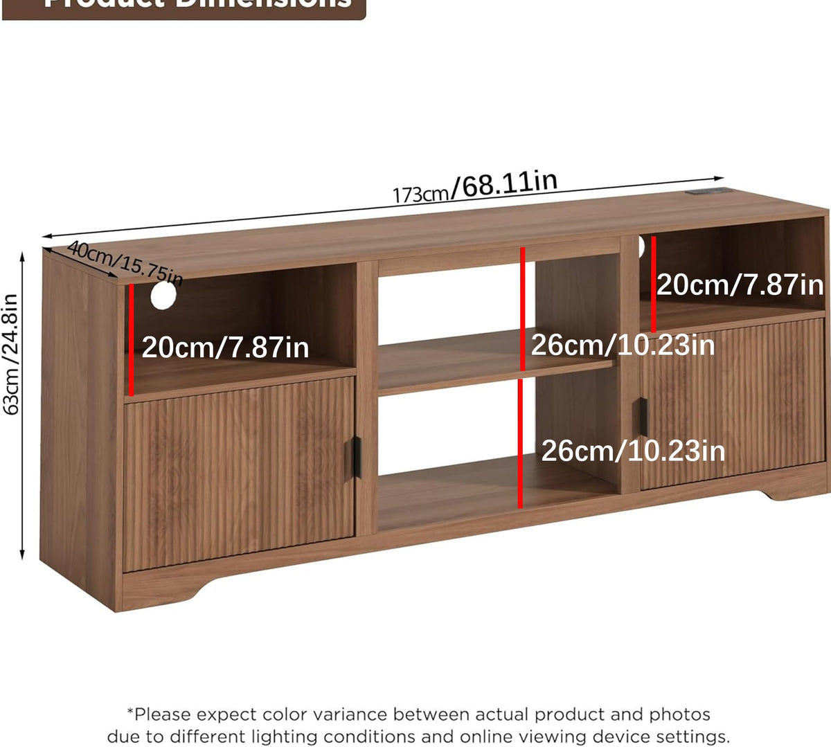 Fluted TV Stand for Tvs up to 80" with Adjustable Shelf Charging Station