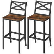 Bar Stools Set of 2 with Backrest & Footrest, 26" Counter Height