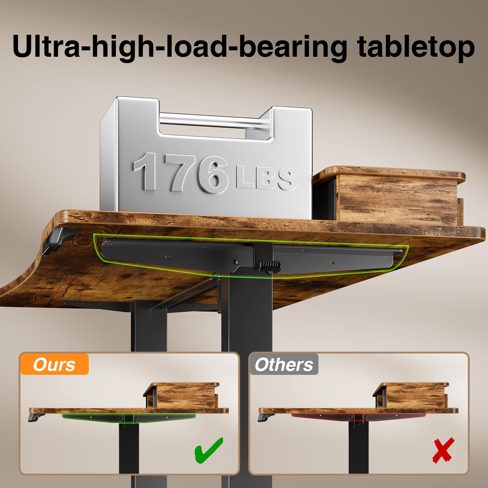 Electric Standing Desk with Storage Drawers & Monitor Shelf