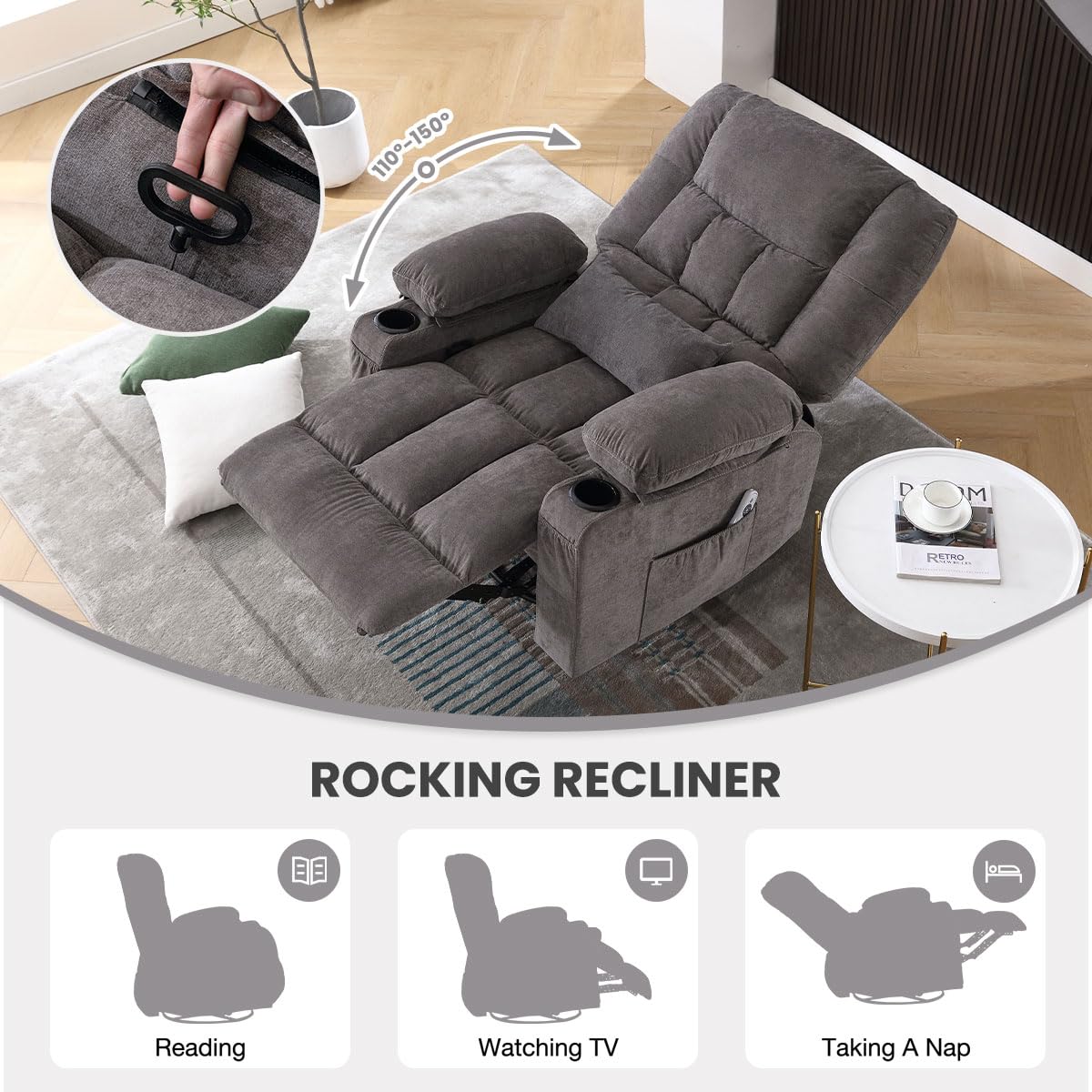 Heated Massage Swivel Rocker Recliner Chair