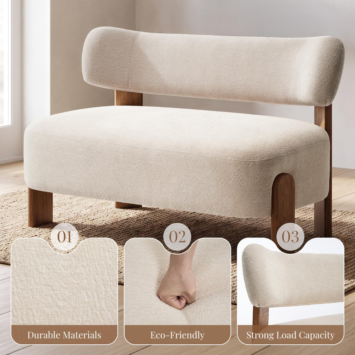 Upholstered Dining Bench with Backrest