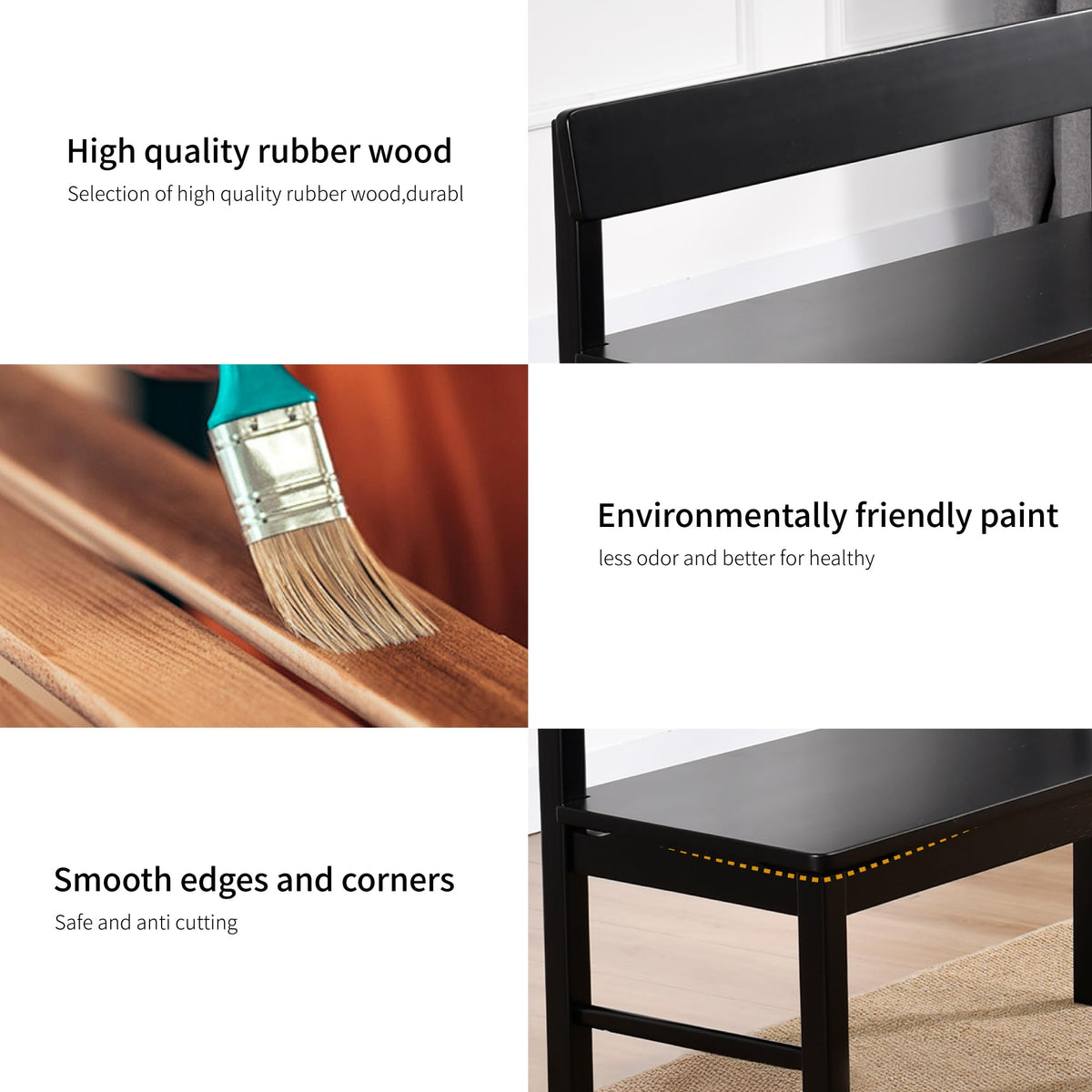 Black Wood Spindle Back Bench