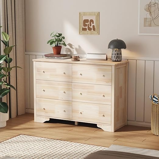 Unfinished Solid Wood Dresser with Full-Extension Drawers