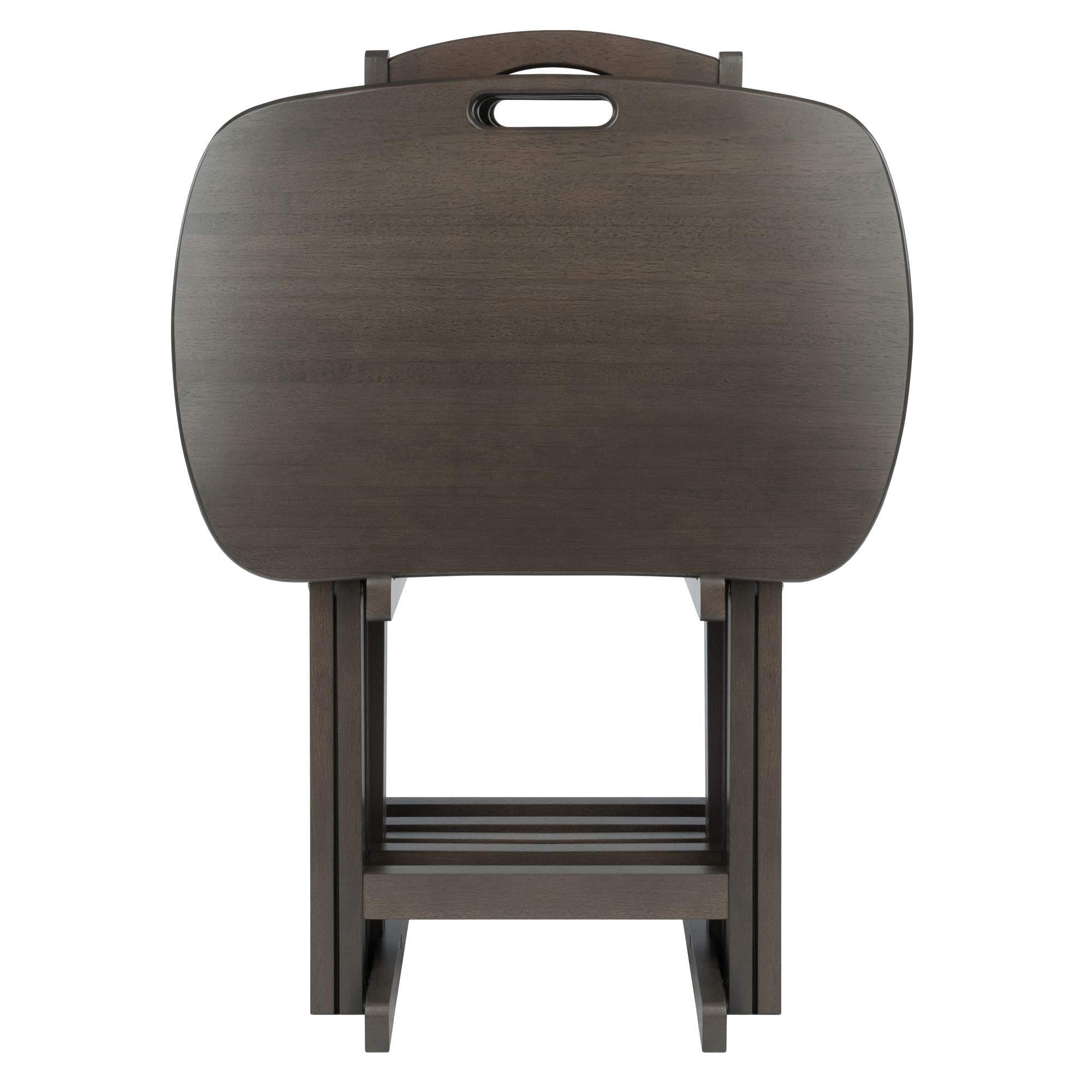 5-Piece Folding Snack Table Set with Storage Stand