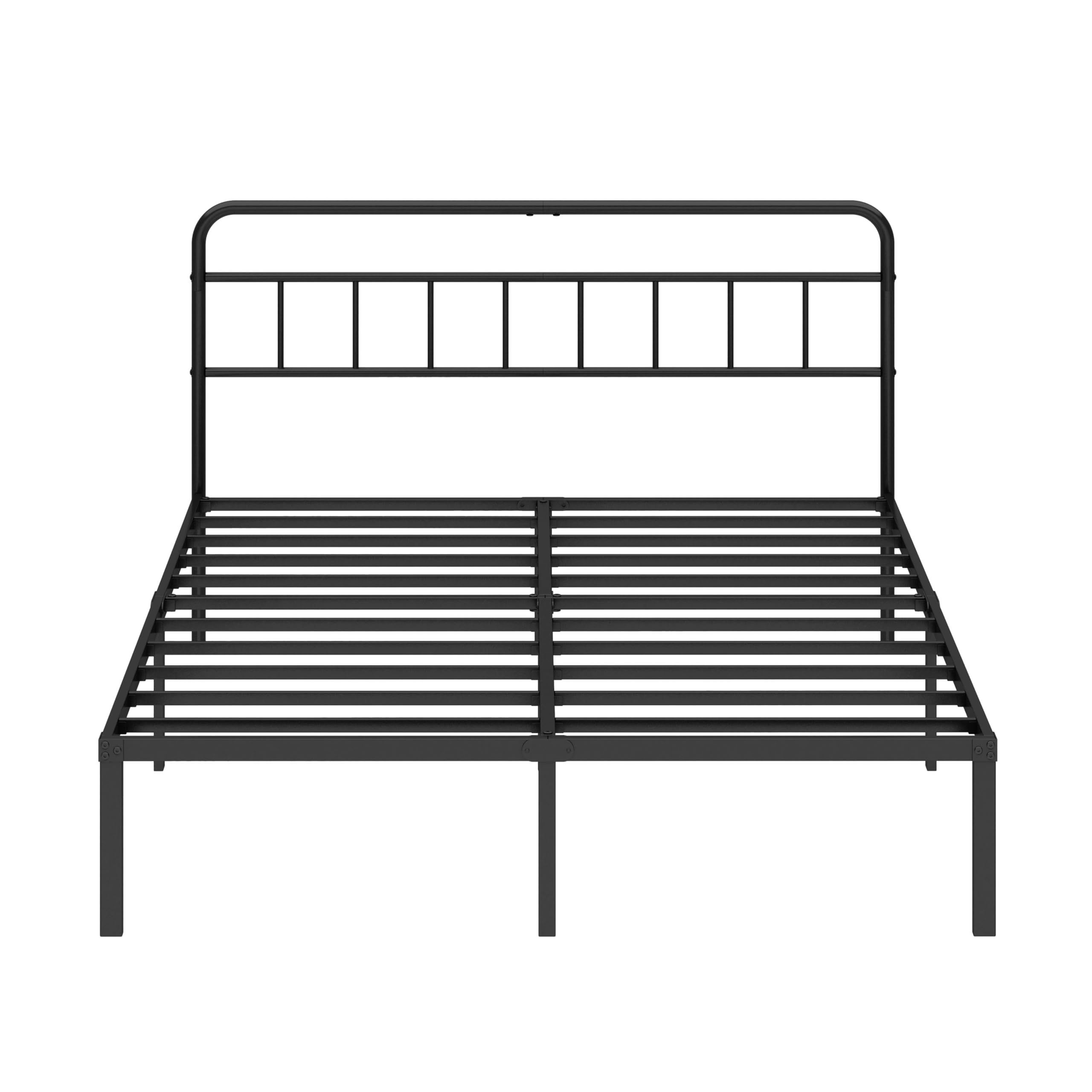 Metal Platform Bed Frame with Headboard & Under-Bed Storage