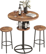 3-Piece Bar Table and Chairs Set with 2 Barstools