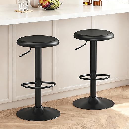 Adjustable Swivel Backless Metal Bar Stools (Set of 2)