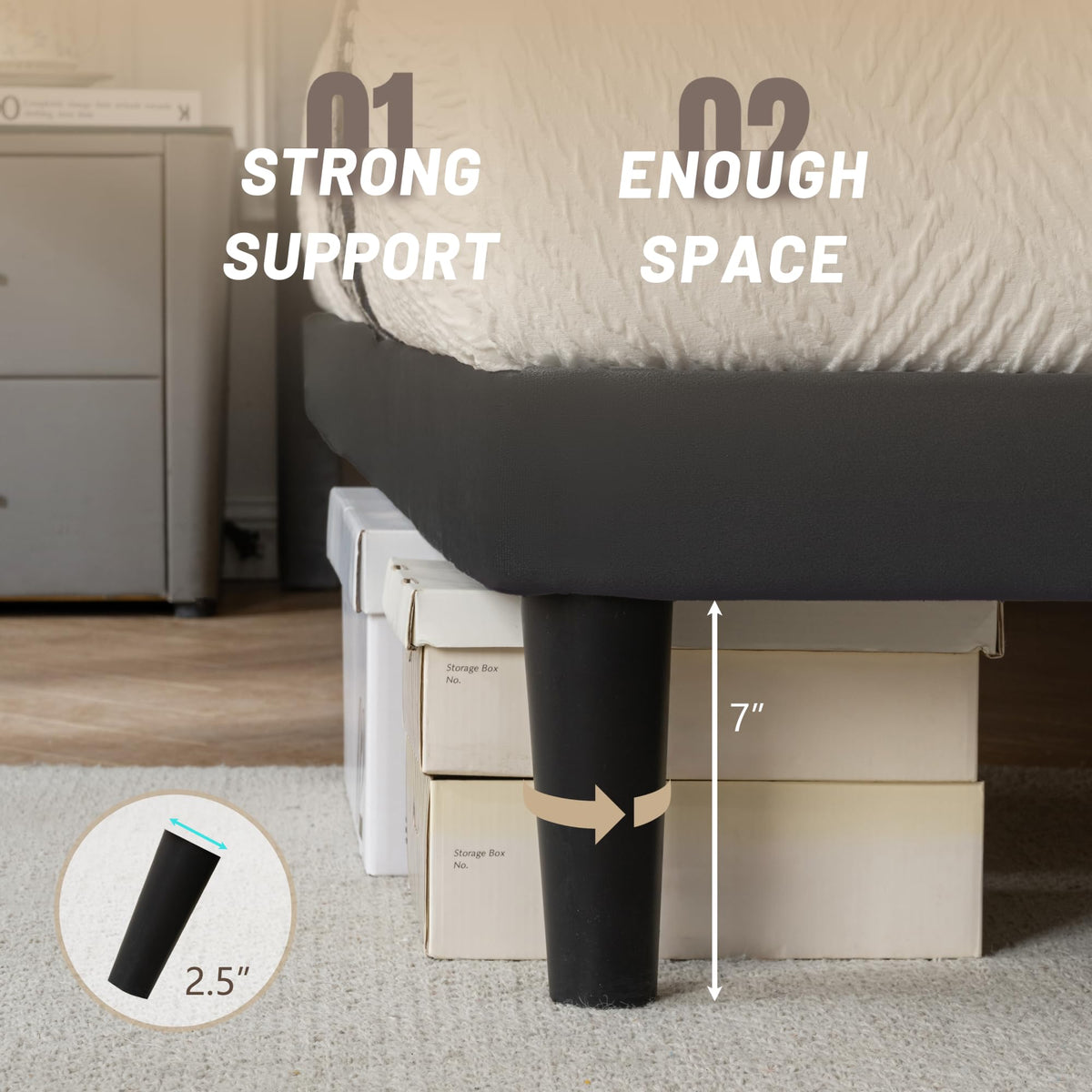 DUMGTIF Full Size Platform Bed Frame with Velvet Headboard