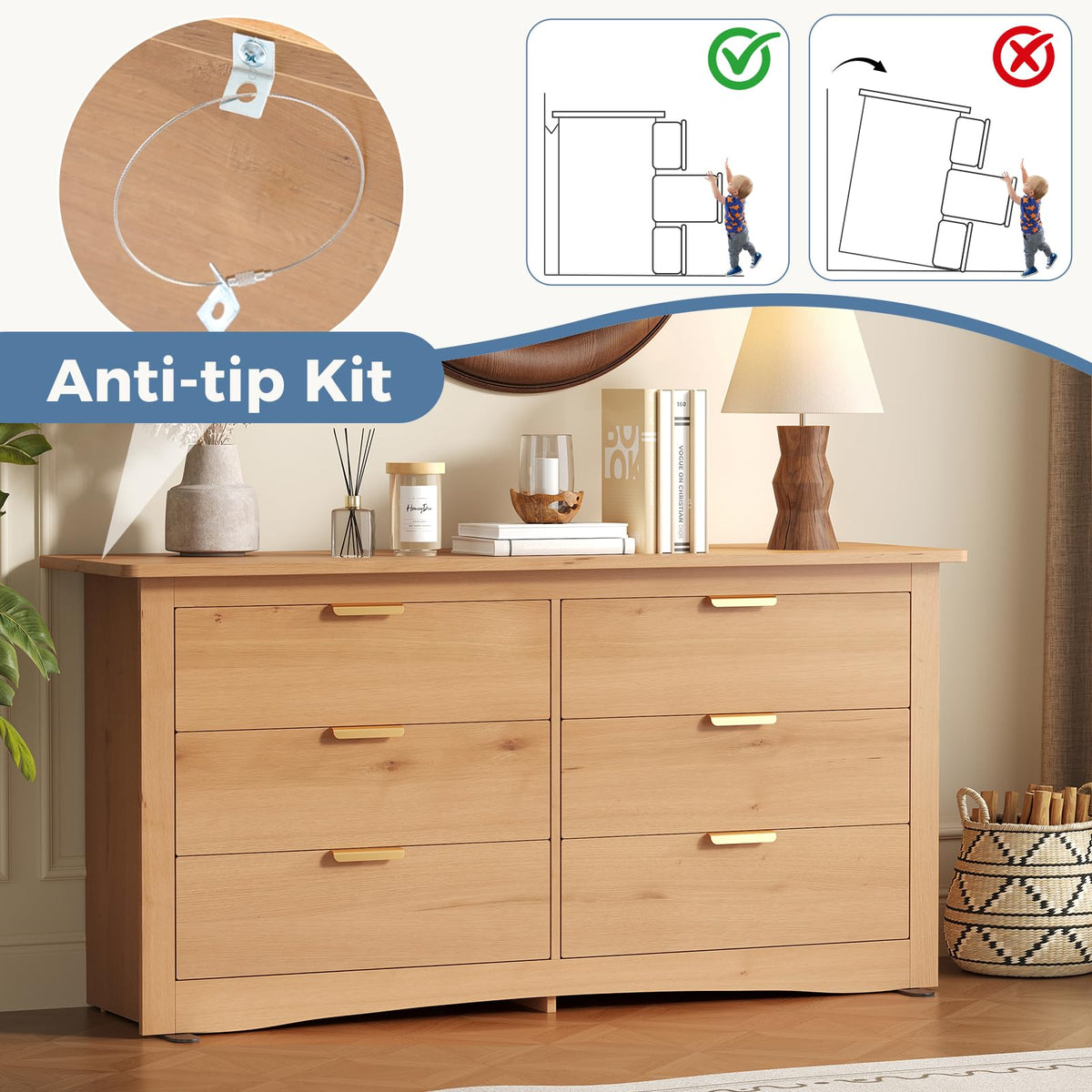 6-Drawer Wood Storage Cabinet