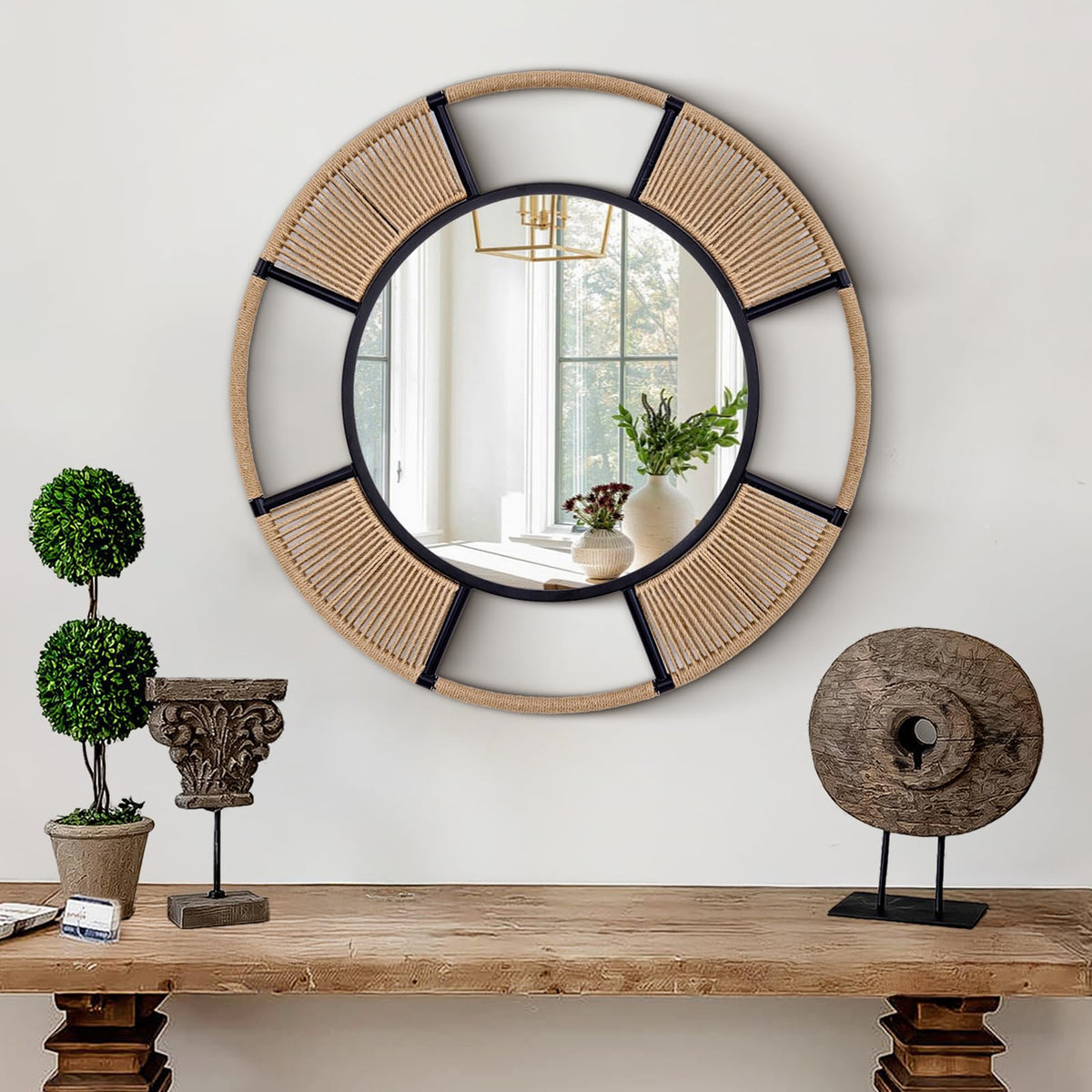 Jute Rope Round Wall Mirror