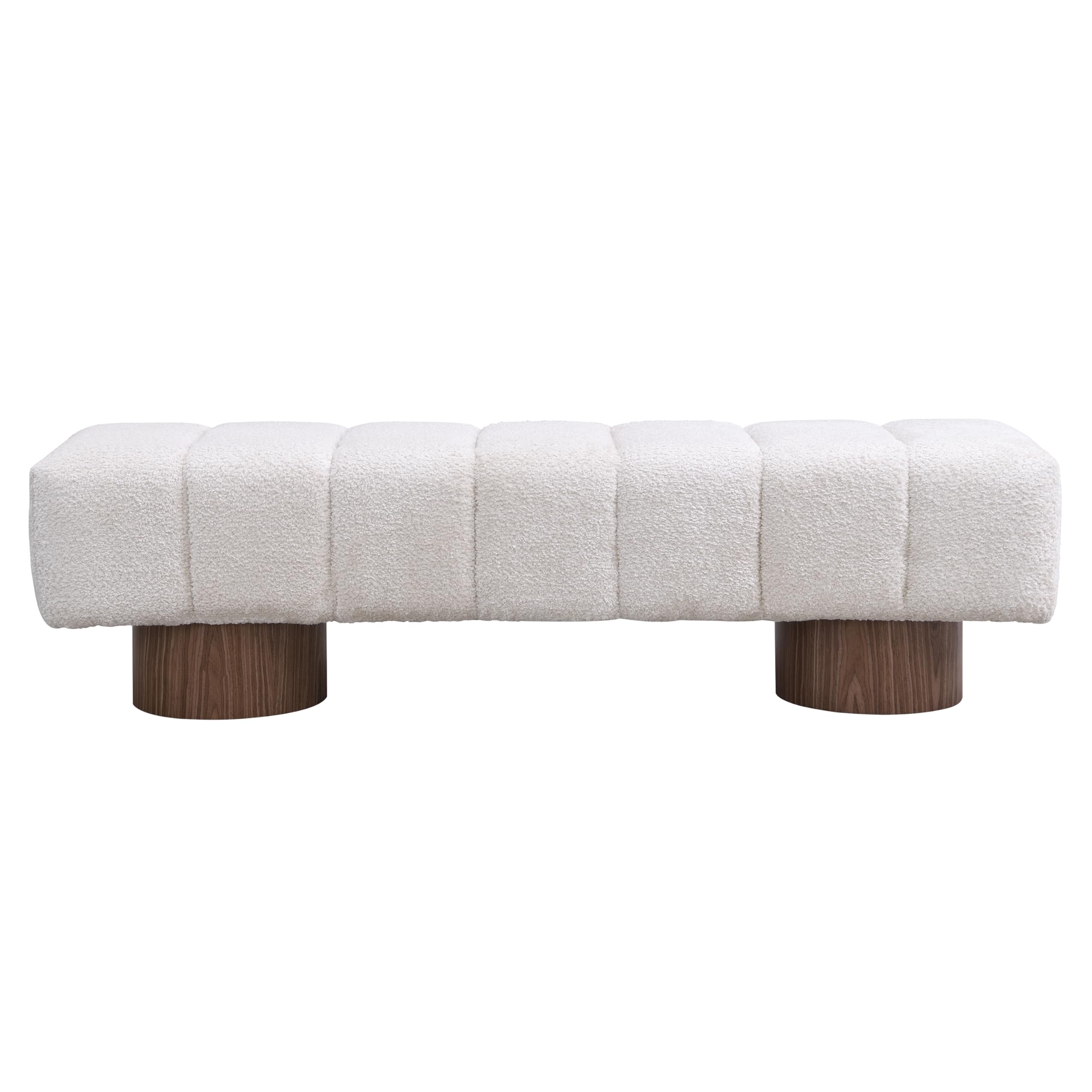 Christopher Knight Home Manila 64" Boucle Dining Bench, Upholstered Ottoman Bench, Rectangular Dining Seat, Spacious Seating, Long Footstool for Living Room Dining Room, No Assembly Needed, Beige