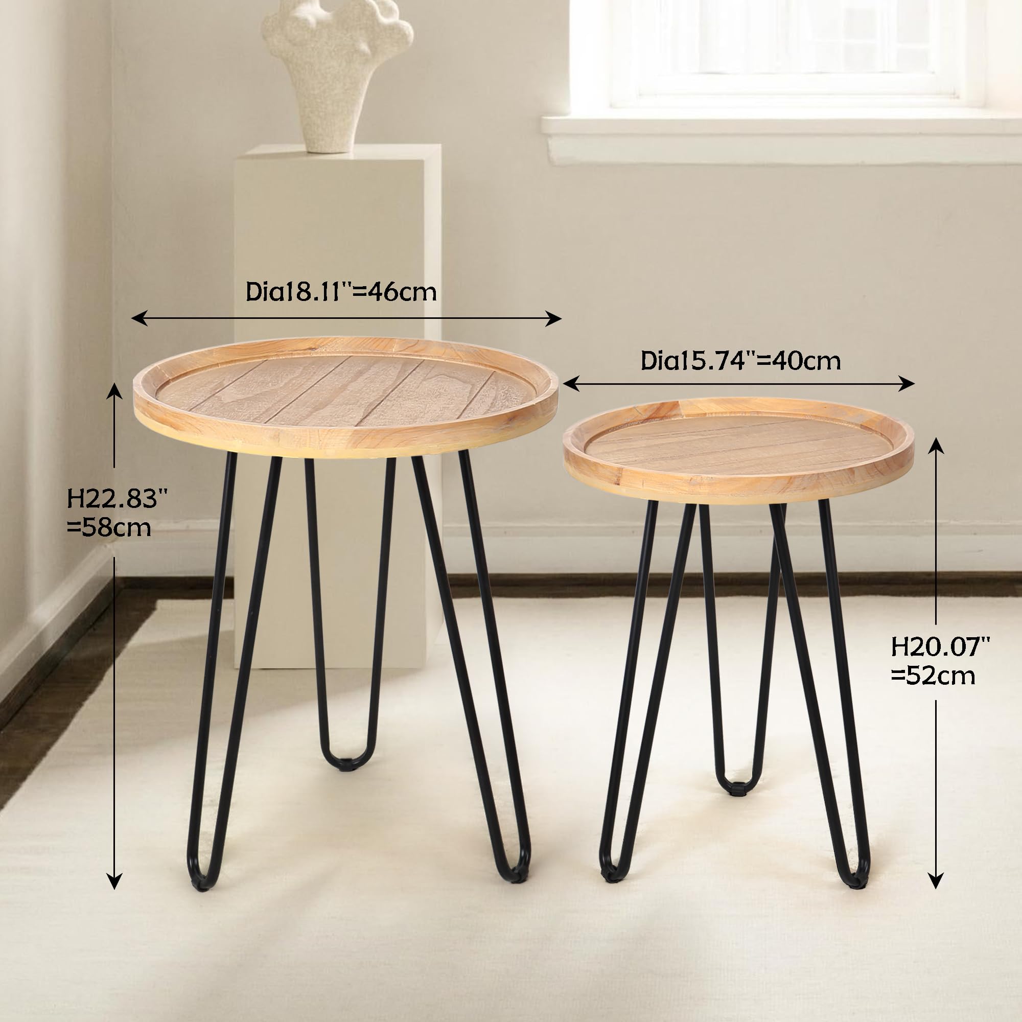 Round Nesting Side Tables Set of 2