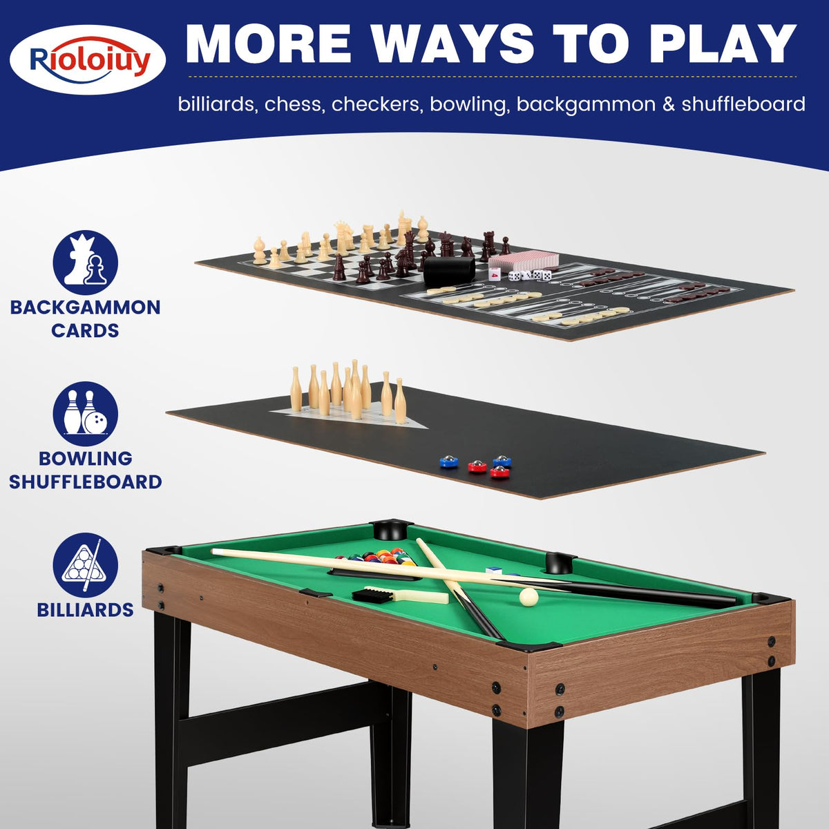 12-in-1 Game Table - 48" Combo Game Table, Ping Pong Table, Foosball Table, Air Hockey Table, Pool Table - Sports Arcade Games with Accessories - Ideal for Game Rooms and Family Game Nights!
