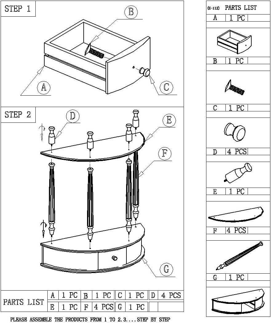 Crescent End Table with Drawer & Lower Shelf