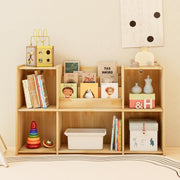 Chyanmoo Wooden Bookshelf, 2 Tier Low Profile Horizontal Bookcase with Storage Organizer, FSC Certified Wood, Space Saving Display Shelf for Living Room, Bedroom, Home Office