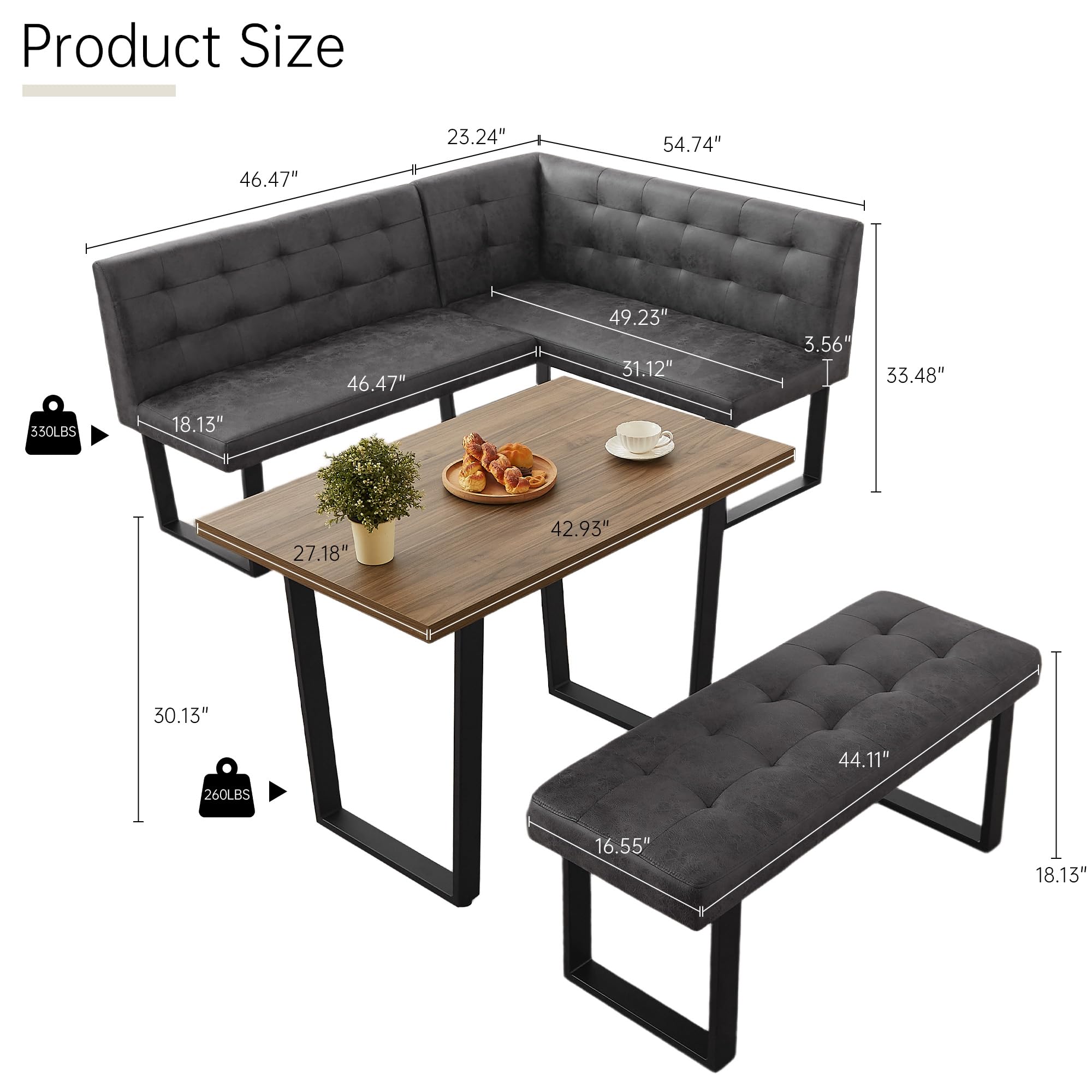 Corner Dining Table Set with Bench