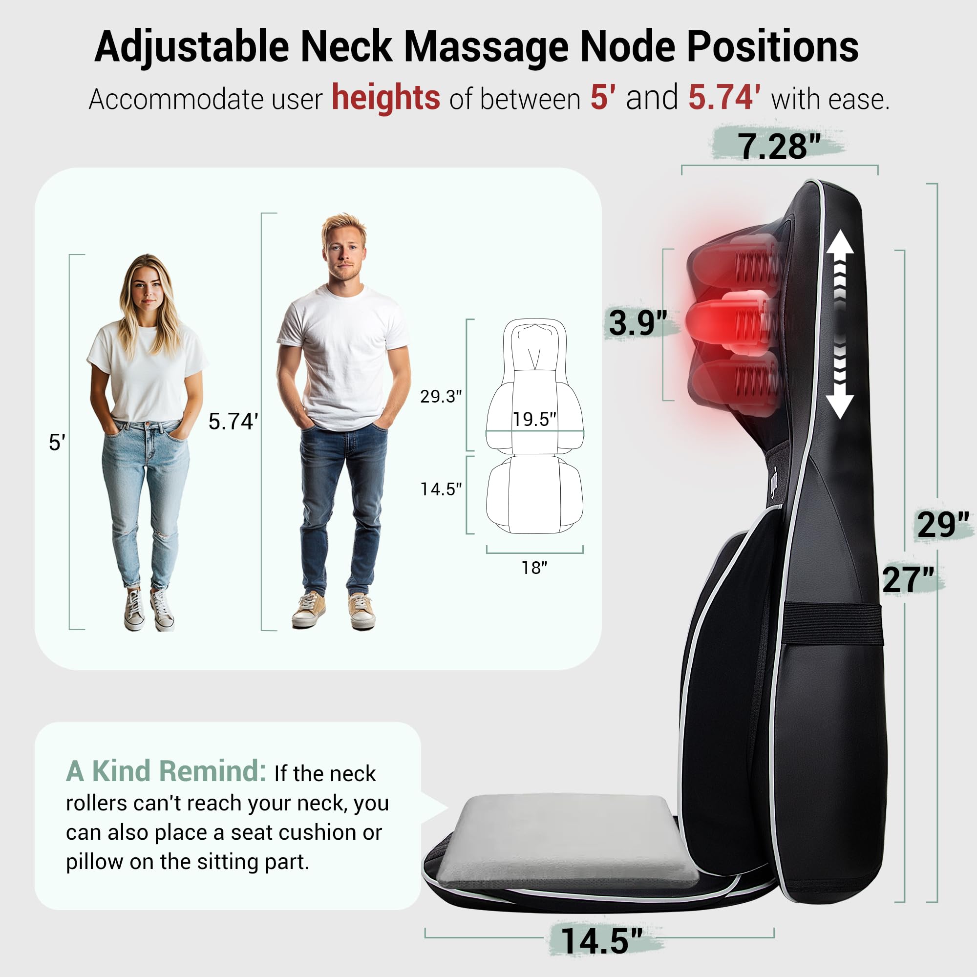 Mynt FSA Eligible HSA Approved Shiatsu Neck and Back Massager for Chair with 10 Deep Kneading Nodes, 2D & 3D Back Massage with Heat, Portable Spot Massage Chair Pad (Black)