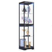 4-Tier Glass Display Cabinet with LED Lights