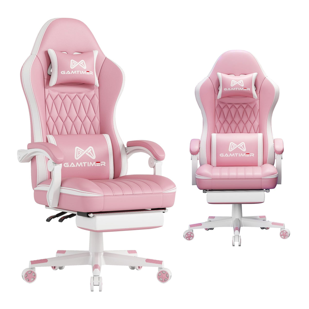 Gaming Chair, Computer Office Chair with Pocket Spring Cushion, 400 LBS Weight Capacity, Breathable PU, Headrest & Lumbar Support, for Silla Gamer Adults(Pink)