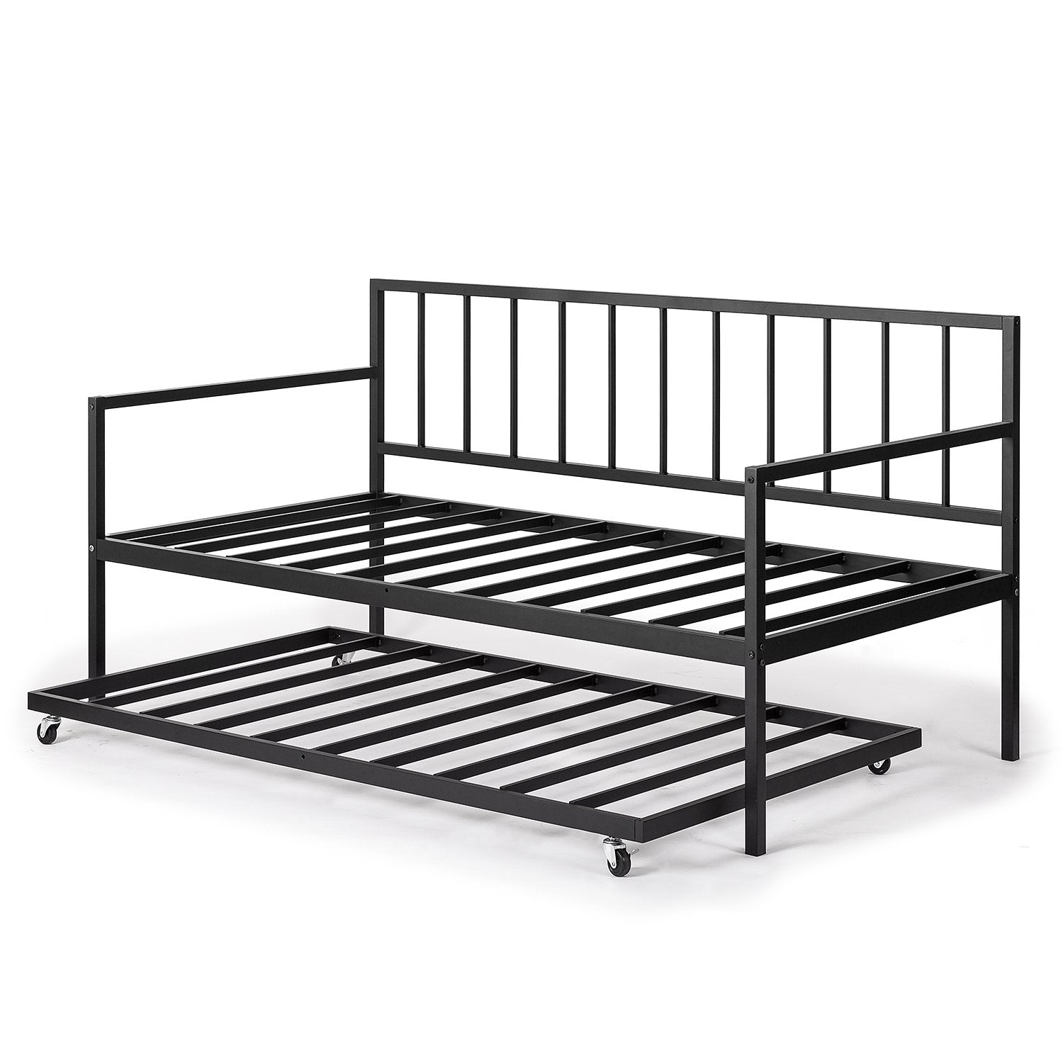 Zinus Eden Metal Daybed with Trundle, Mattress Foundation with Steel Slat Support, Easy Assembly, Twin