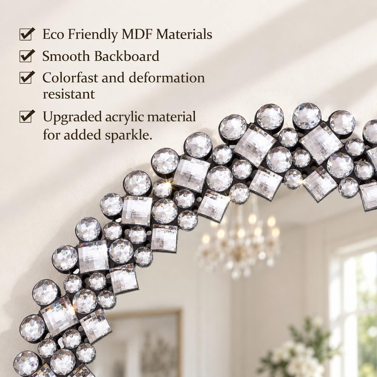 Round Crystal Wall Mirror